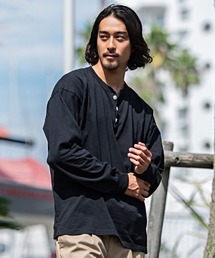 『Goodwear/グッドウェア』WEB別注 USAコットンヘンリーネック長袖Tシャツ