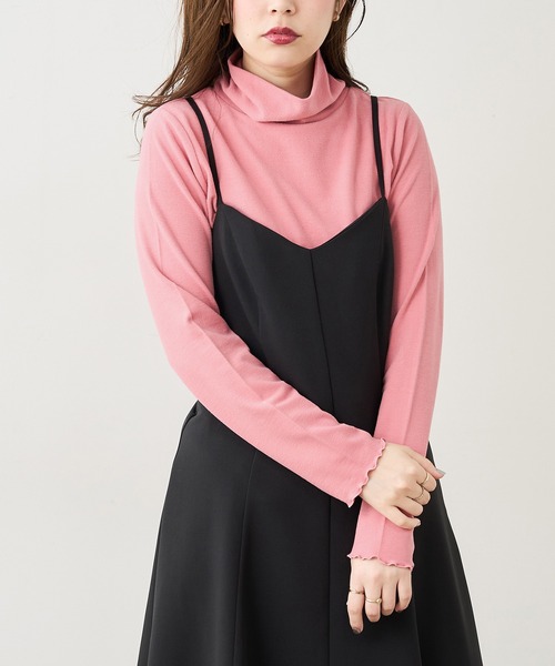 natural couture(ナチュラルクチュール)の「便利な微起毛カットタートル(Tシャツ/カットソー・レディース・ブラック/ベージュ/ブラウン/オフホワイト/ピンク/グリーン・FREE)」の6枚目の写真