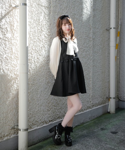 ROJITA（ロジータ）の「ビジュボウタイリボンツイードワンピース（ワンピース・レディース・ホワイト/ブラック/グレー・FREE）」の13枚目の写真