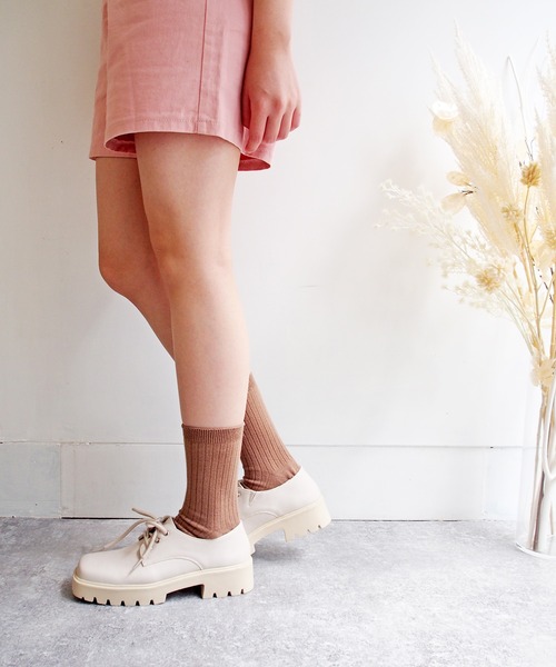 byあしながおじさん（バイアシナガオジサン）の「厚底レースアップシューズ　-8710421（その他シューズ・レディース・ブラック/グレイッシュベージュ/アイボリー・LL/L/S/M）」の6枚目の写真