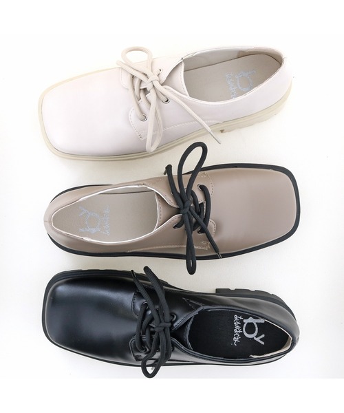 byあしながおじさん（バイアシナガオジサン）の「厚底レースアップシューズ　-8710421（その他シューズ・レディース・ブラック/グレイッシュベージュ/アイボリー・LL/L/S/M）」の4枚目の写真