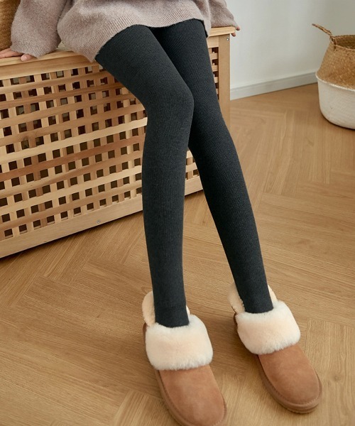 DAY CLOSET(デイ クローゼット)の「レディース 裏起毛ハイウエストリブトレンカ(レギンス/スパッツ・レディース・チャコールグレー/ブラック/グレー・ONE SIZE)」の6枚目の写真