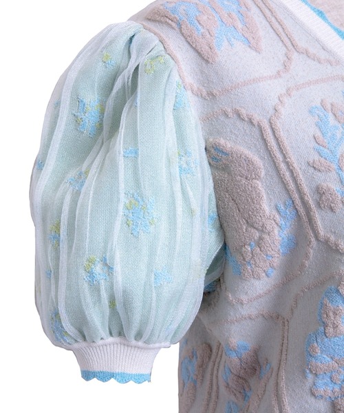 rurumu:(ルルムウ)の「rurumu:/ルルムウ/nursery Jacquard knit Cardigan/カーディガン(カーディガン/ボレロ・レディース・ブラック/アイボリー/ミント・FREE)」の5枚目の写真