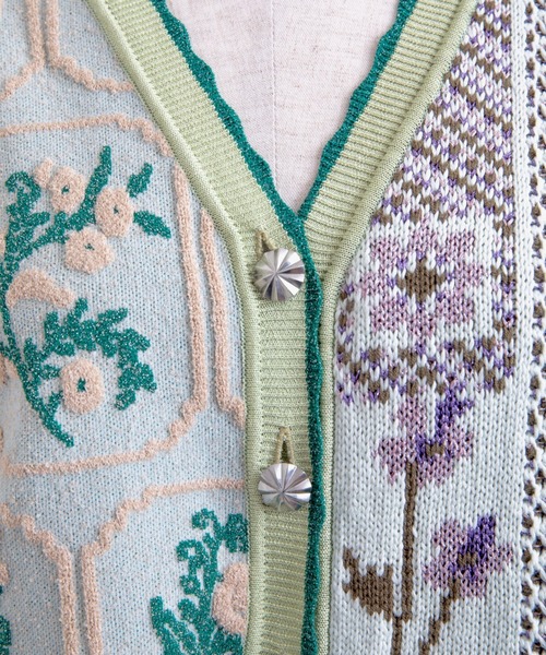 rurumu:(ルルムウ)の「rurumu:/ルルムウ/nursery Jacquard knit Cardigan/カーディガン(カーディガン/ボレロ・レディース・ブラック/アイボリー/ミント・FREE)」の8枚目の写真
