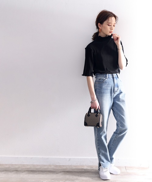 classicalelf（クラシカルエルフ）の「プリーツLOVER。2wayメロープリーツハイネック5分袖トップス（Tシャツ/カットソー・レディース・アイボリー/ライトグレー/グレー/ブラック/モカ/ピンクベージュ/ライトグリーン/グレイッシュベージュ・X-LARGE/MEDIUM/LARGE/SMALL）」の17枚目の写真