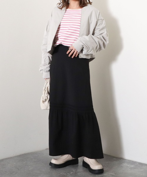 archives（アルシーヴ）の「袖ギャザーＭＡ－１（MA-1・レディース・チャコールグレー/アイボリー/シルバーグレー・MEDIUM）」の15枚目の写真