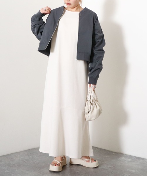 archives（アルシーヴ）の「袖ギャザーＭＡ－１（MA-1・レディース・チャコールグレー/アイボリー/シルバーグレー・MEDIUM）」の22枚目の写真