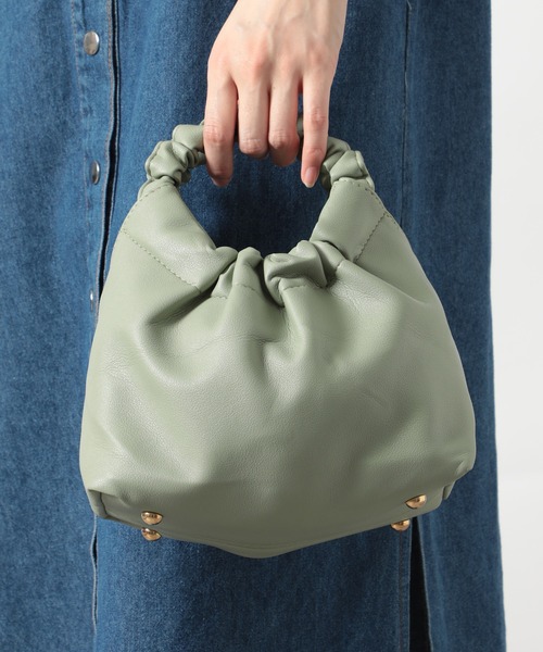 SETUP7（セットアップセブン）の「【SETUP7】サークルハンドルプリーツバッグ KNF（ショルダーバッグ・レディース・ホワイト/ブラック/レッド/ピンク/イエロー/グリーン・FREE）」の17枚目の写真