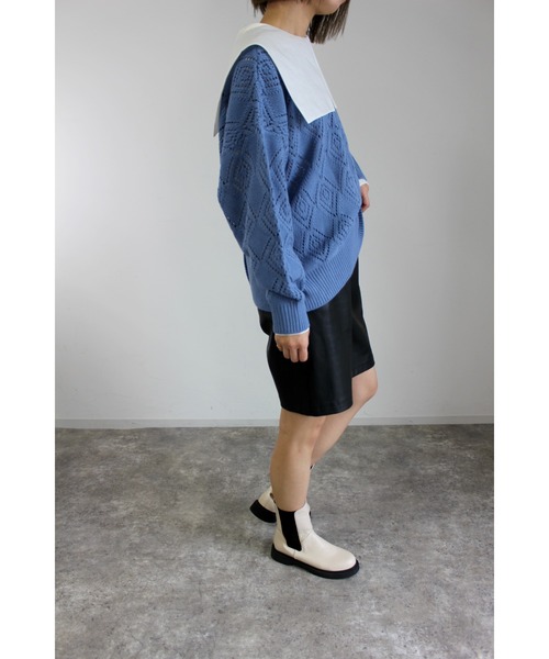 MLI'A（エムリア）の「セーラーカラーシャツ（シャツ/ブラウス・レディース・オフホワイト/ブラック/ネイビー・M）」の9枚目の写真