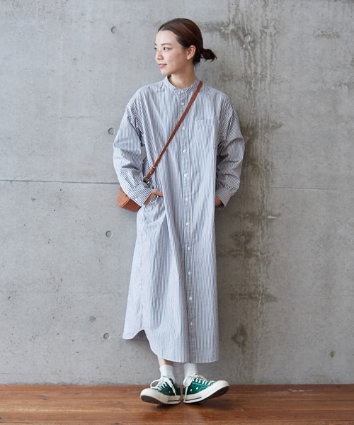 PAR ICI(パーリッシィ)の「無地/ストライプ バンドカラーシャツワンピース(シャツワンピース・レディース・アイボリー/その他/ピンク/ホワイト・FREE)」の6枚目の写真