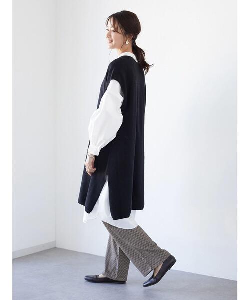 CRAFT STANDARD BOUTIQUE(クラフトスタンダードブティック)の「【ウォッシャブル】ジレニットワンピース *(ベスト・レディース・ブラック/モカ・FREE)」の8枚目の写真