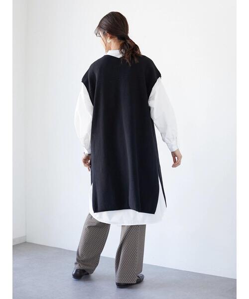 CRAFT STANDARD BOUTIQUE(クラフトスタンダードブティック)の「【ウォッシャブル】ジレニットワンピース *(ベスト・レディース・ブラック/モカ・FREE)」の9枚目の写真