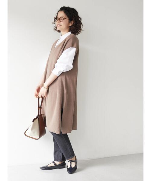 CRAFT STANDARD BOUTIQUE(クラフトスタンダードブティック)の「【ウォッシャブル】ジレニットワンピース *(ベスト・レディース・ブラック/モカ・FREE)」の11枚目の写真