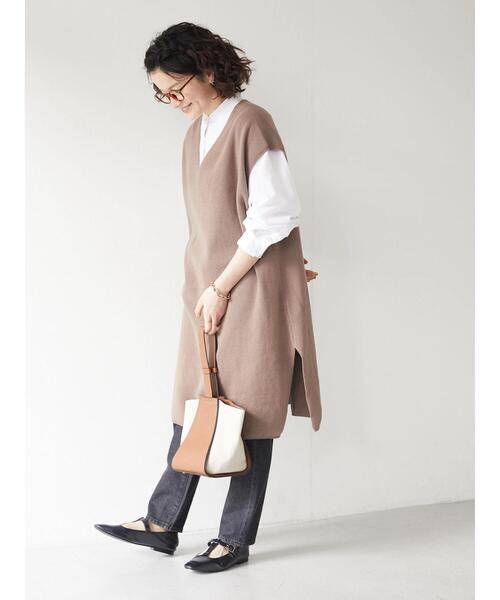 CRAFT STANDARD BOUTIQUE(クラフトスタンダードブティック)の「【ウォッシャブル】ジレニットワンピース *(ベスト・レディース・ブラック/モカ・FREE)」の12枚目の写真