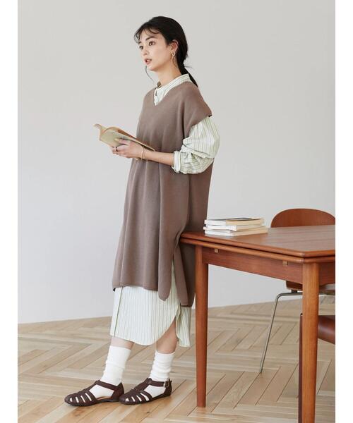 CRAFT STANDARD BOUTIQUE(クラフトスタンダードブティック)の「【ウォッシャブル】ジレニットワンピース *(ベスト・レディース・ブラック/モカ・FREE)」の13枚目の写真