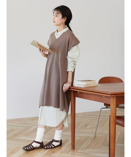 CRAFT STANDARD BOUTIQUE(クラフトスタンダードブティック)の「【ウォッシャブル】ジレニットワンピース *(ベスト・レディース・ブラック/モカ・FREE)」の14枚目の写真