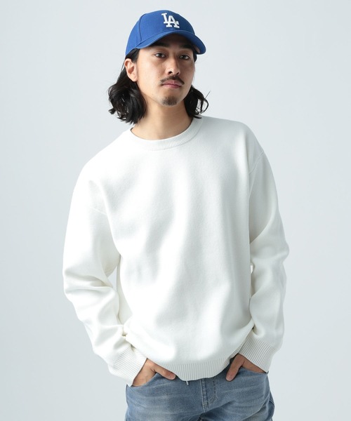 BAYFLOW（ベイフロー）の「スウェットライクニットプルオーバー（ニット/セーター・メンズ・セージグリーン/ベージュ/ホワイト・MEDIUM/LARGE）」の2枚目の写真