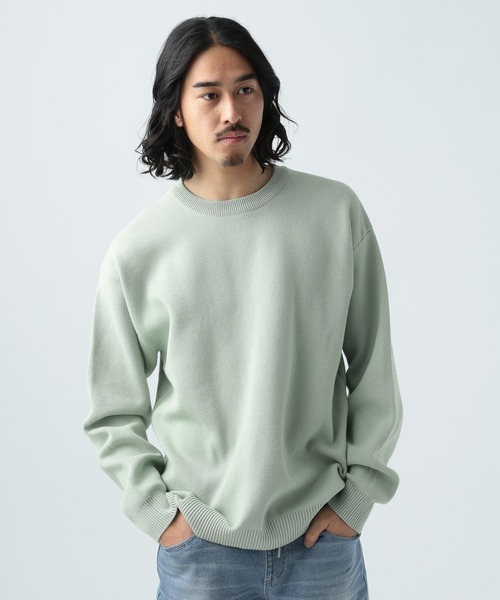 BAYFLOW（ベイフロー）の「スウェットライクニットプルオーバー（ニット/セーター・メンズ・セージグリーン/ベージュ/ホワイト・MEDIUM/LARGE）」の3枚目の写真