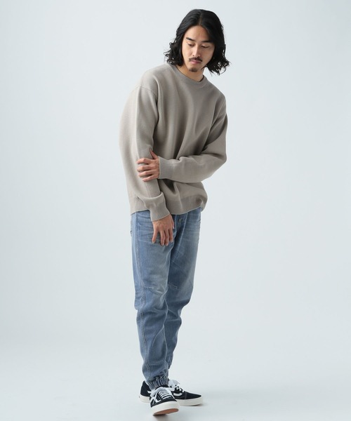 BAYFLOW（ベイフロー）の「スウェットライクニットプルオーバー（ニット/セーター・メンズ・セージグリーン/ベージュ/ホワイト・MEDIUM/LARGE）」の15枚目の写真