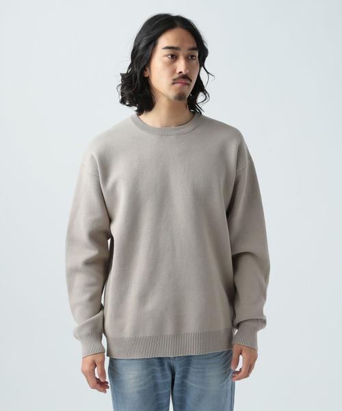 BAYFLOW（ベイフロー）の「スウェットライクニットプルオーバー（ニット/セーター・メンズ・セージグリーン/ベージュ/ホワイト・MEDIUM/LARGE）」の4枚目の写真