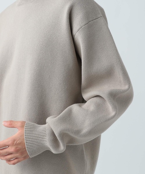 BAYFLOW（ベイフロー）の「スウェットライクニットプルオーバー（ニット/セーター・メンズ・セージグリーン/ベージュ/ホワイト・MEDIUM/LARGE）」の9枚目の写真