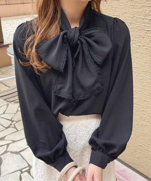 apres jour（アプレジュール）の「レースボウタイブラウス【ZOZOTOWN限定アイテム】（シャツ/ブラウス・レディース・ブラック/ブルー系その他/オフホワイト・フリー/X-LARGE）」の12枚目の写真