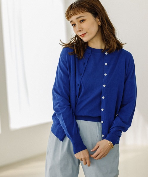 ブラックカーディガン サイズ14 SHIPS Colors:〈手洗い可能〉14ゲージ クルーネック カーディガン