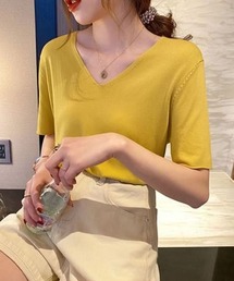 Bifrost | ウォッシャブルVネック半袖カットソー(Tシャツ/カットソー)