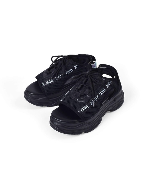 ZIDDY（ジディ）の「ZIDDY/【ニコ☆プチ6月号掲載】ロゴ テープ スニーカー サンダル (21~24cm)（サンダル・キッズ・ブラック・22/23/21/24）」の2枚目の写真
