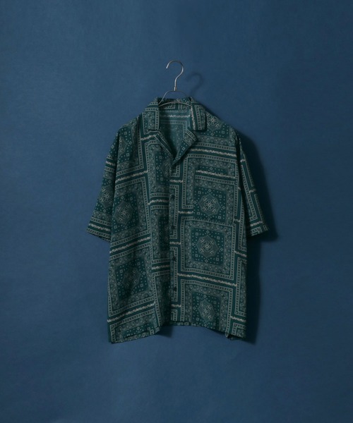 ANPAS(アンパス)の「Total Pattern Print Big Silhouette Open Collar Shirt/総柄プリント ビッグシルエット オープンカラーシャツ(シャツ/ブラウス・メンズ・ライトグレー/パープル/グリーン・LL/M/L)」の2枚目の写真