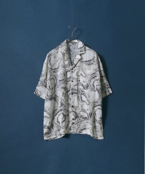 ANPAS(アンパス)の「Total Pattern Print Big Silhouette Open Collar Shirt/総柄プリント ビッグシルエット オープンカラーシャツ(シャツ/ブラウス・メンズ・ライトグレー/パープル/グリーン・LL/M/L)」の1枚目の写真