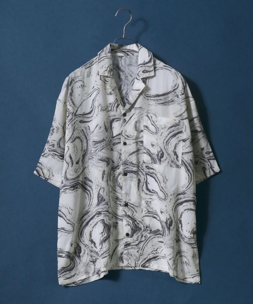 ANPAS(アンパス)の「Total Pattern Print Big Silhouette Open Collar Shirt/総柄プリント ビッグシルエット オープンカラーシャツ(シャツ/ブラウス・メンズ・ライトグレー/パープル/グリーン・LL/M/L)」の4枚目の写真