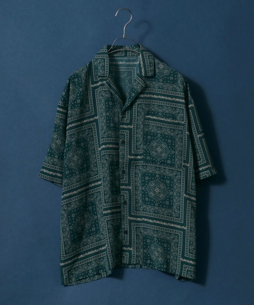 ANPAS(アンパス)の「Total Pattern Print Big Silhouette Open Collar Shirt/総柄プリント ビッグシルエット オープンカラーシャツ(シャツ/ブラウス・メンズ・ライトグレー/パープル/グリーン・LL/M/L)」の6枚目の写真