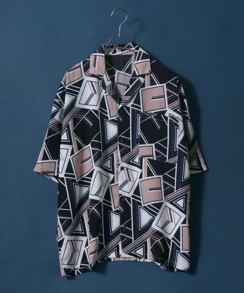 ANPAS(アンパス)の「Total Pattern Print Big Silhouette Open Collar Shirt/総柄プリント ビッグシルエット オープンカラーシャツ(シャツ/ブラウス・メンズ・ライトグレー/パープル/グリーン・LL/M/L)」の8枚目の写真