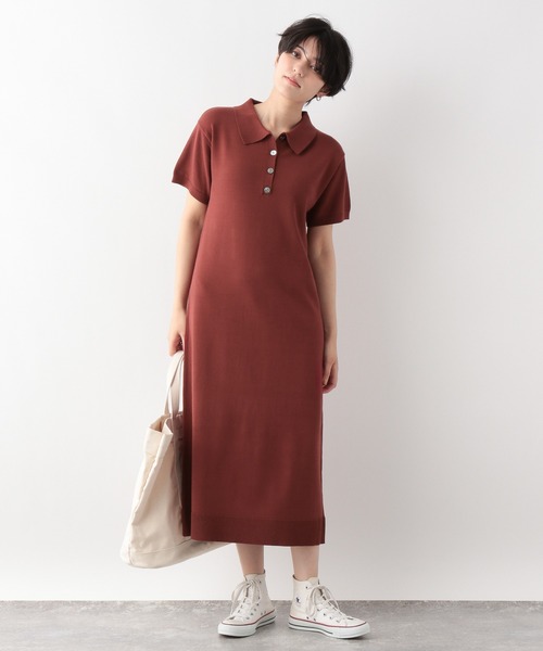 RAGEBLUE（レイジブルー）の「ニットポロワンピース（ワンピース・レディース・ブラック/オレンジ/キャメル・FREE）」の3枚目の写真