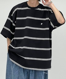 ワンポイント刺繍ボーダーTシャツ