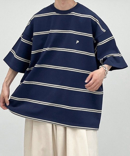 ワンポイント刺繍ボーダーTシャツ（Tシャツ/カットソー