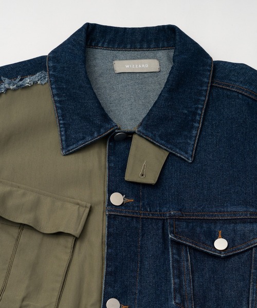 Wizzard(ウィザード)の「Wizzard ウィザード / WASHED DOCKING DENIM ARMY JACKET / WBA22-W04(ミリタリージャケット・メンズ・ブラック/ホワイト×ブラック/グリーン系その他・1)」の5枚目の写真