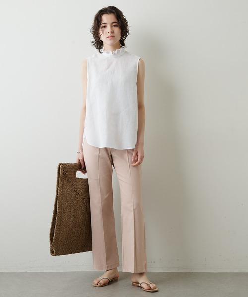 Whim Gazette（ウィムガゼット）の「セミフレアイージーパンツ（スラックス・レディース・オフホワイト/ベビーピンク・38/36）」の3枚目の写真