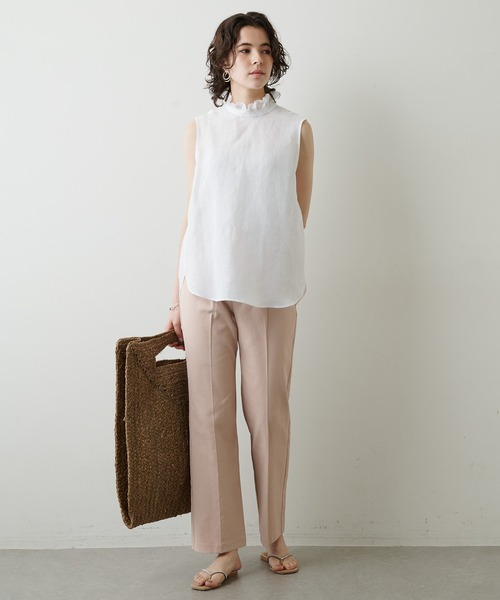 Whim Gazette（ウィムガゼット）の「セミフレアイージーパンツ（スラックス・レディース・オフホワイト/ベビーピンク・38/36）」の8枚目の写真