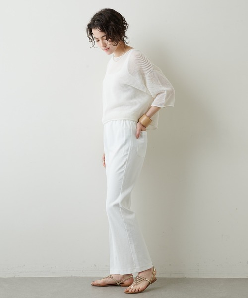 Whim Gazette（ウィムガゼット）の「セミフレアイージーパンツ（スラックス・レディース・オフホワイト/ベビーピンク・38/36）」の7枚目の写真