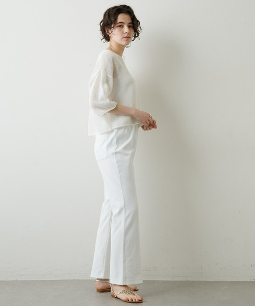 Whim Gazette（ウィムガゼット）の「セミフレアイージーパンツ（スラックス・レディース・オフホワイト/ベビーピンク・38/36）」の11枚目の写真