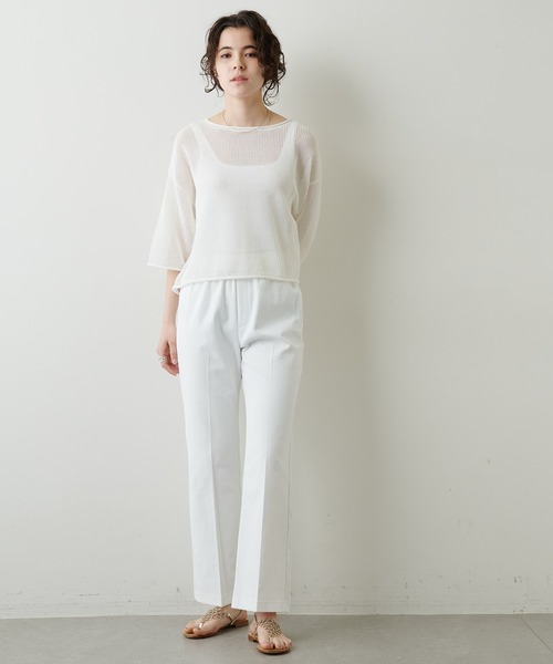Whim Gazette（ウィムガゼット）の「セミフレアイージーパンツ（スラックス・レディース・オフホワイト/ベビーピンク・38/36）」の4枚目の写真