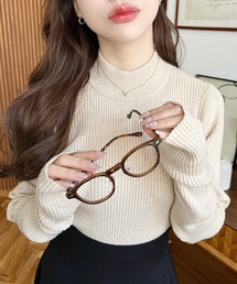 【累計販売枚数2万枚突破!】12G 指ぬきボトルネックリブニットプルオーバー〈手洗い可能〉
