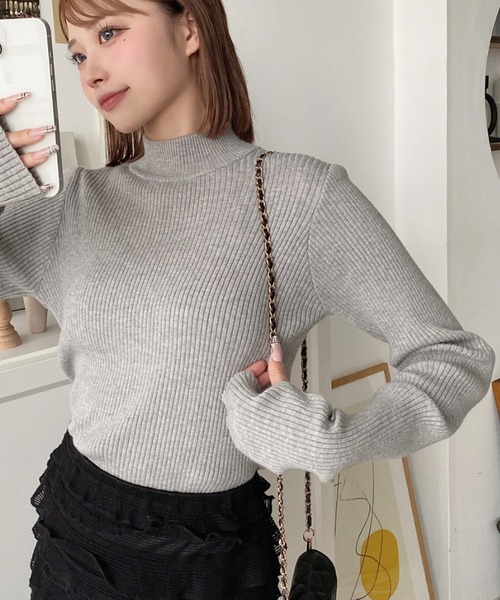 moment+（モーメントプラス）の「【累計販売枚数2万枚突破！】12G ボトルネック指ぬきリブニットプルオーバー（ニット/セーター・レディース・ブラック/レッド/ピンク/ターコイズブルー/オレンジ/グリーン/アイボリー/ナチュラル/イエロー×グリーン/ラベンダー/杢グレー/ピンクベージュ/ライトブルー/グレー系その他/チャコールグレー/ボルドー・M/L）」の20枚目の写真