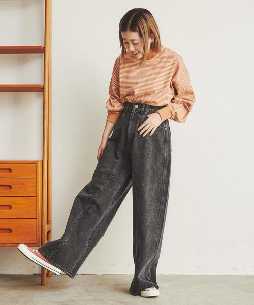 coen（コーエン）の「【展開店舗限定】ワイドシームデニムパンツ（デニムパンツ・レディース・ブラック/コバルトブルー・S/M/L）」の6枚目の写真