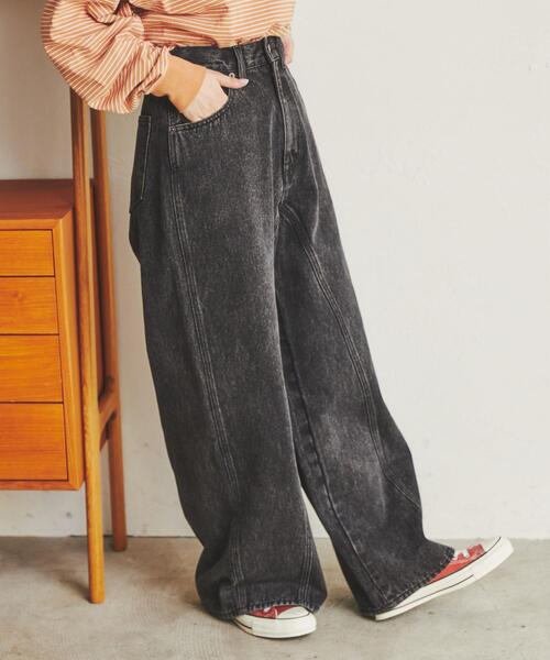coen（コーエン）の「【展開店舗限定】ワイドシームデニムパンツ（デニムパンツ・レディース・ブラック/コバルトブルー・S/M/L）」の10枚目の写真