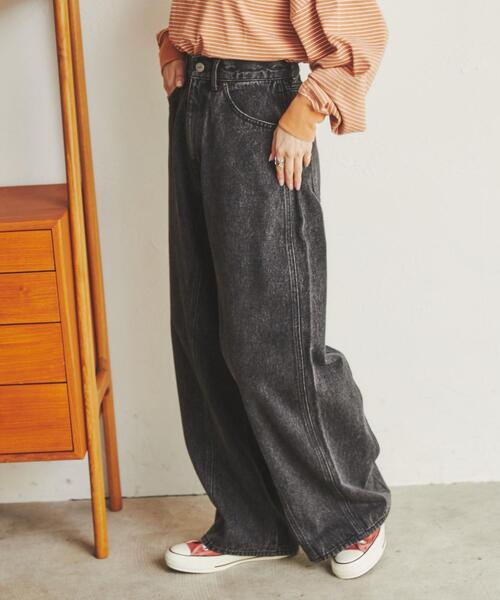coen（コーエン）の「【展開店舗限定】ワイドシームデニムパンツ（デニムパンツ・レディース・ブラック/コバルトブルー・S/M/L）」の21枚目の写真