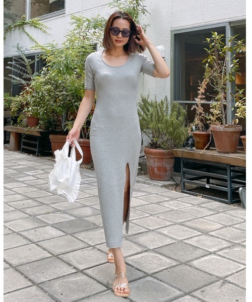 Vicente(ヴィセンテ)の「High slit maxi onepiece(ワンピース・レディース・ブラック/グレー/ブルー・FREE)」の11枚目の写真