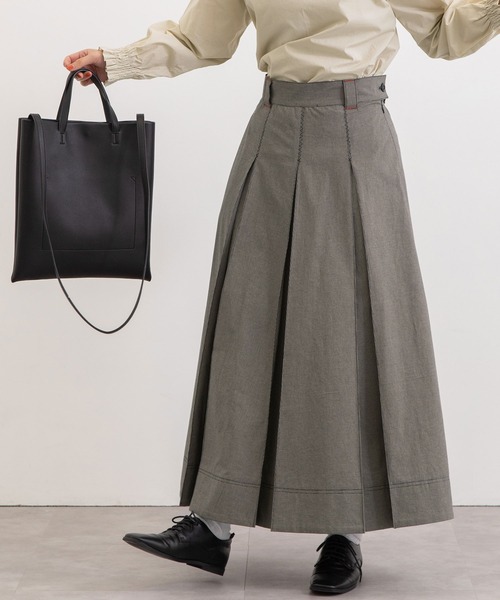 POU DOU DOU（プードゥドゥ）の「ボックスプリーツロングスカート（スカート・レディース・ブラック/スミクロ/ライトベージュ・3）」の3枚目の写真